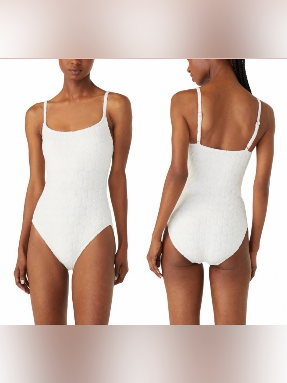 kate spade White Textured seashell One-Piece Swimsuit